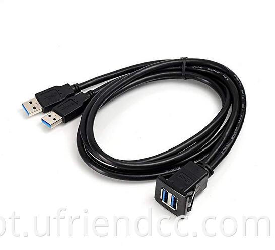 USB 3.0 Uma fêmea para fêmea de descarga de descarga de descarga de montagem dupla porta USB Cabo à prova d'água para motocicleta de barco para barco